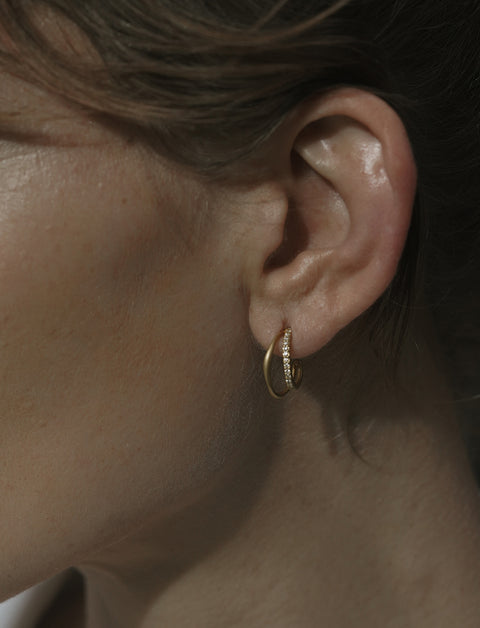 14k Gold Double Huggie Earrings